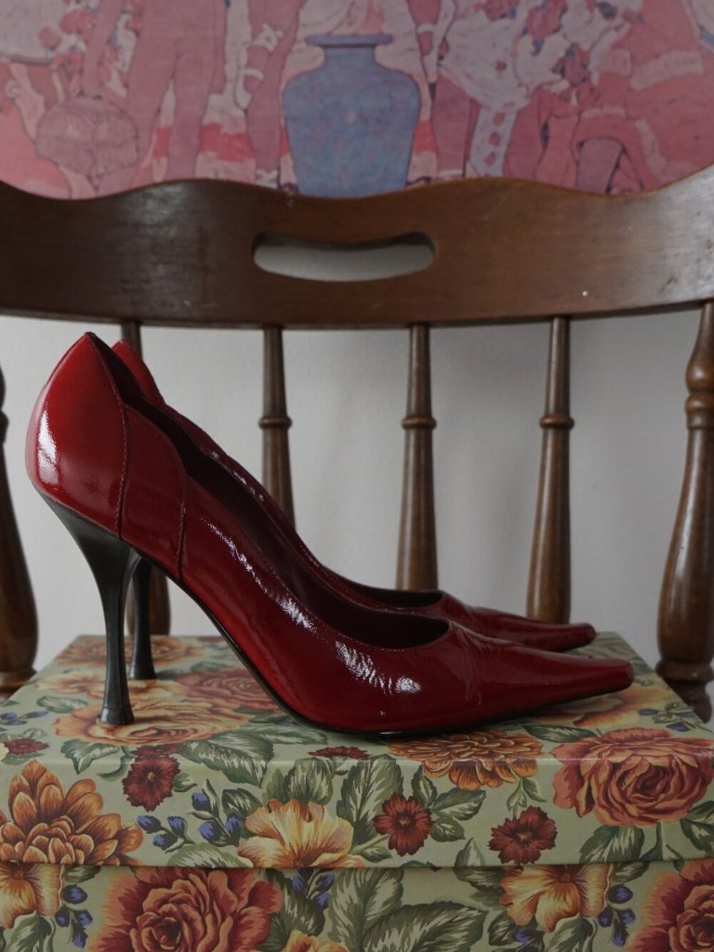 BCBGirls Red Genuine Leather Pointed Toe Pumps - Picture 3 of 12